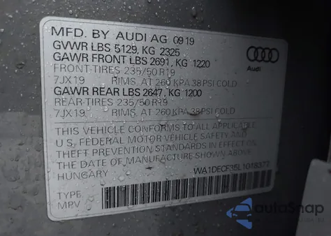 2020 Audi Q3 Premium 45 Tfsi S Line Quattro Tiptronic из США, поврежденный, VIN WA1DECF35L1018377